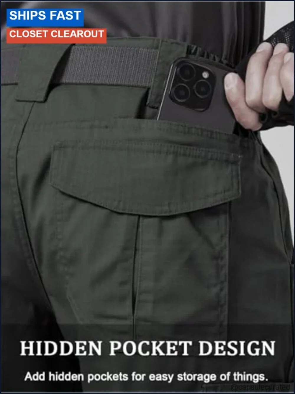 Men's Ripstop Cargo Work Pants Tactical Hiking with 9 Pockets